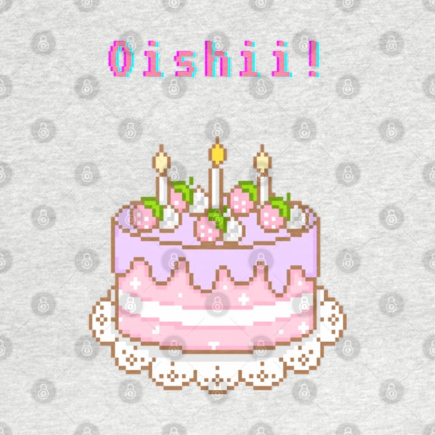 Kawaii Pixel Oishii Dream Dessert ( strawberry Birthday Cakee ) by OMC Designs